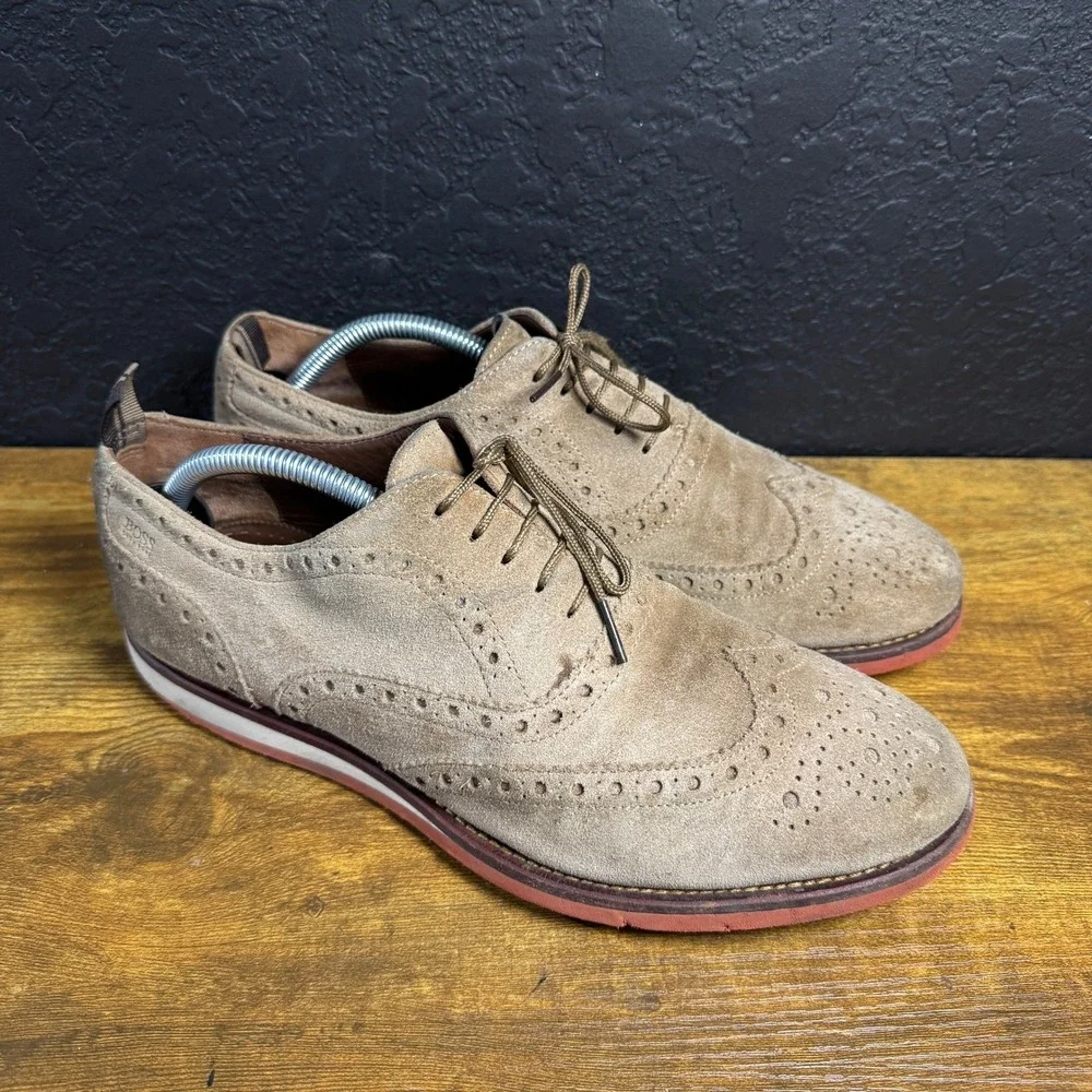 Hugo Boss 50260583 Tan Suede Wingtip Brogue‎ Mens Size 42